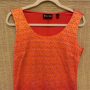 Sleeveless Knit Top with Lace over front
